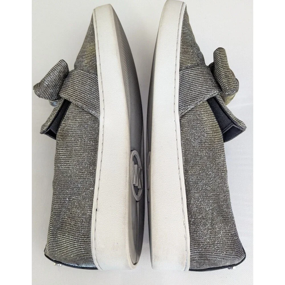 Michael Kors Willa Metallic Gold Silver Bow Slip On Sneaker Shoes Women Sz 11M
